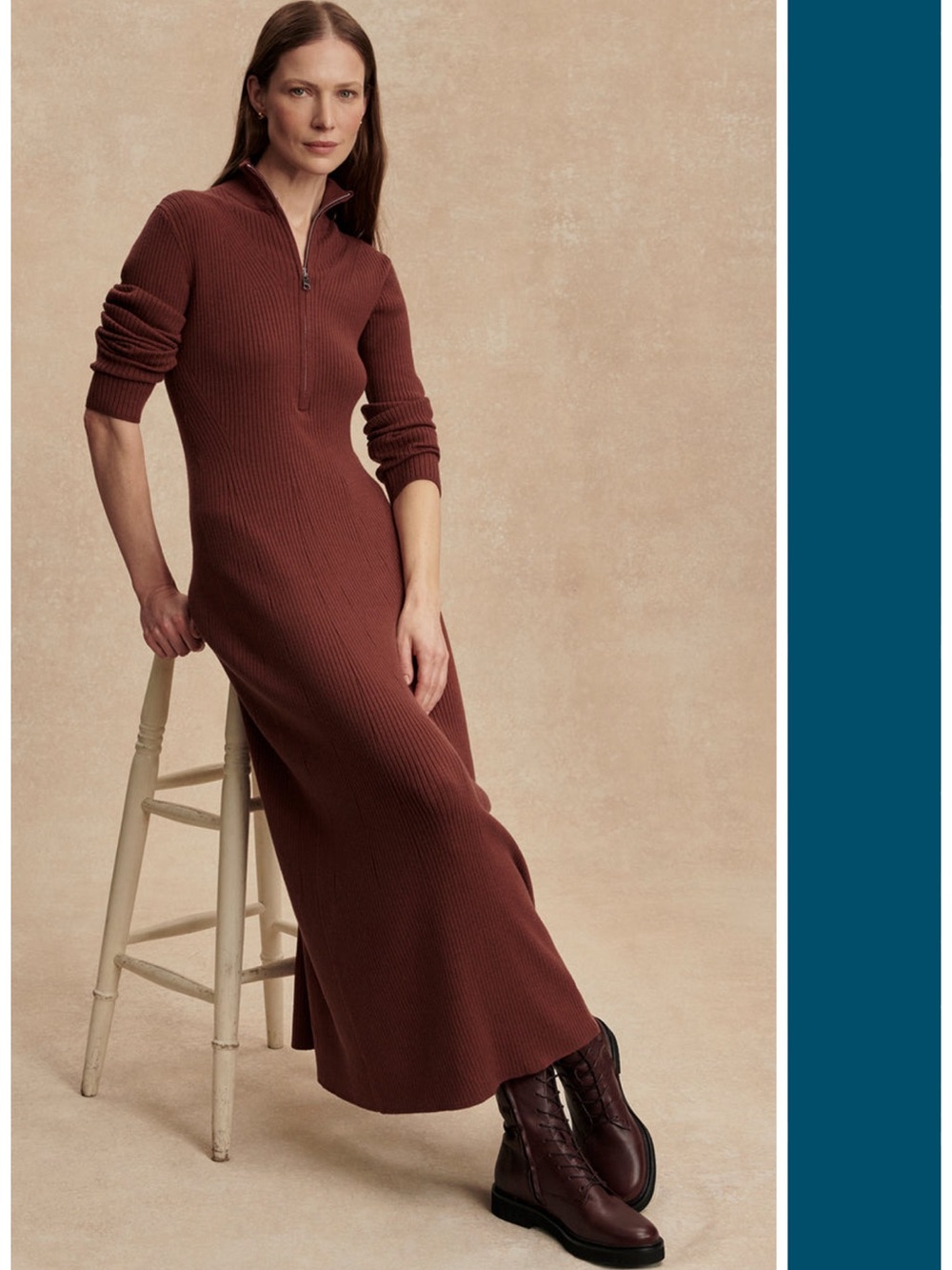 Anthropologie Varley Ribbed Maxi Dress in Deep Brown